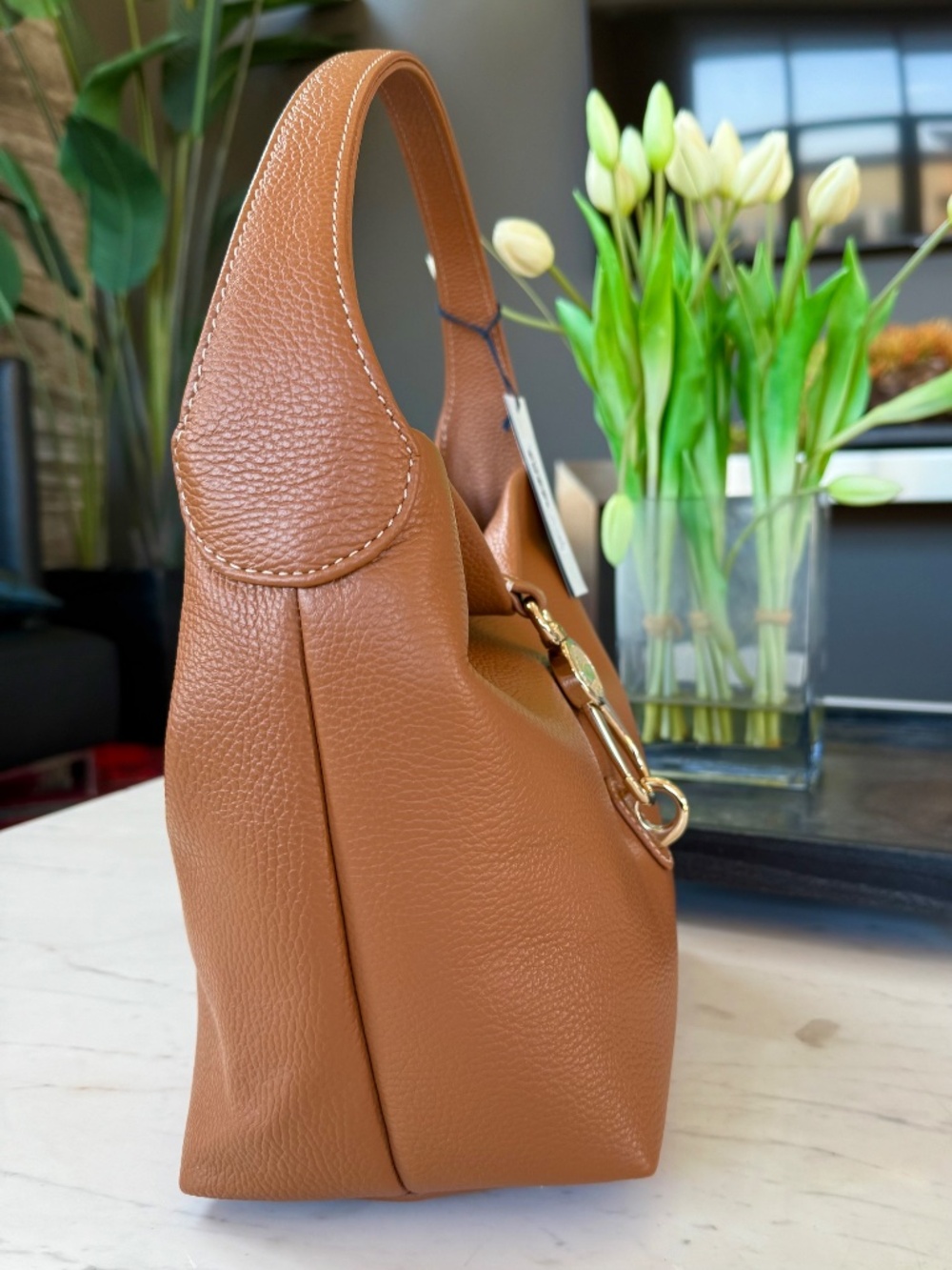 New Dooney & Bourke Lucca Leather Logo Lock Hobo Handbag - Picture 10 of 16